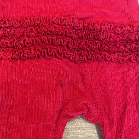 Posh Peanut- Crimson Red Ruffle Ribbed Footie- 9-12 Months - Picture 6 of 6